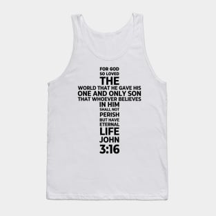 John 3:16 God's Love Bible Scripture Verse Cross Design Tank Top